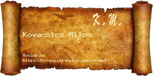 Kovacsics Milos névjegykártya